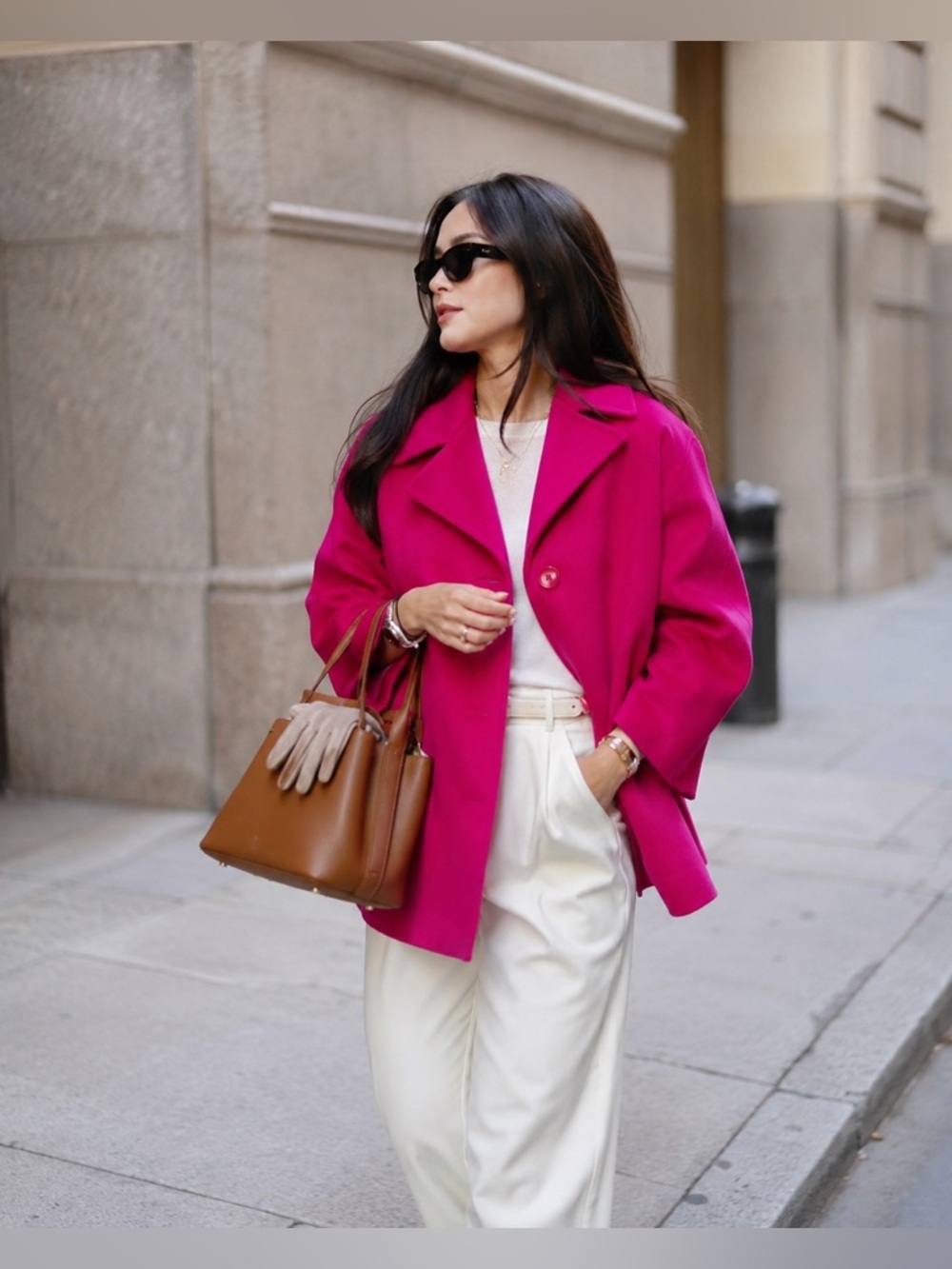 Charles Gray London L Hot Pink Fuchsia Wool Cashmere Blend Statement Coat